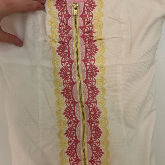 Lilly Pulitzer White Dress with Pink and Yellow Embroidery - Picture 3 of 5